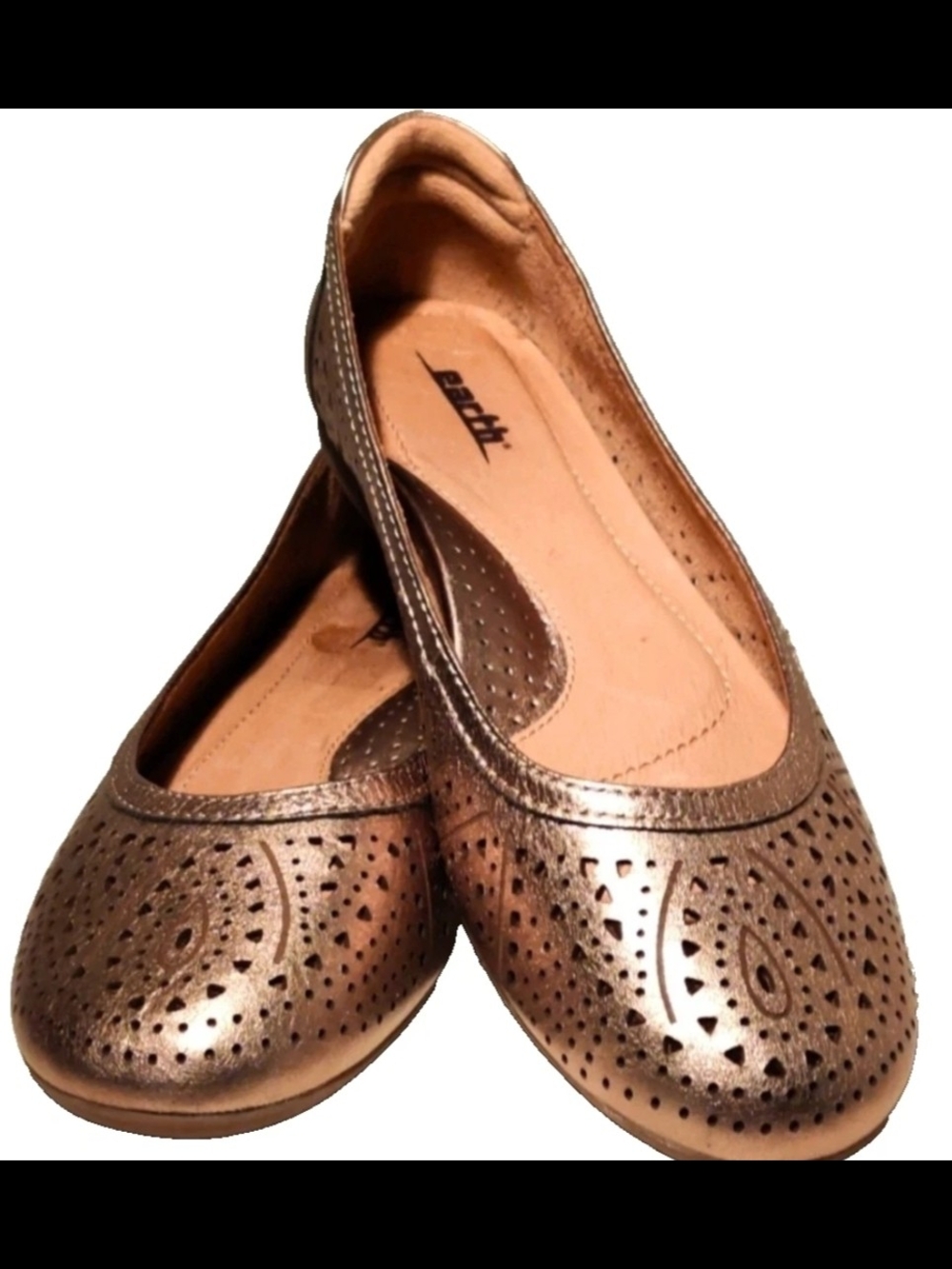 Earth Women's 8.5B Gold Metallic Leather Slip On Ballet Flats...Like New